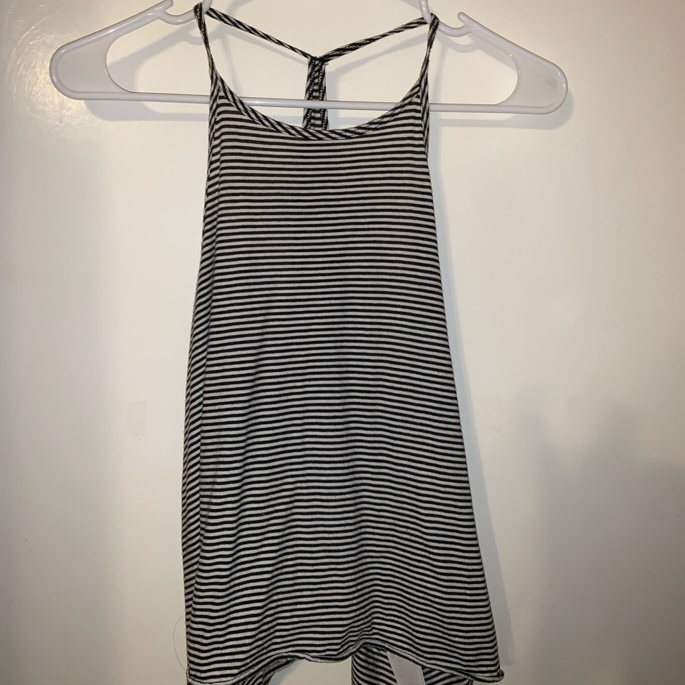Black and White Striped Halter Top